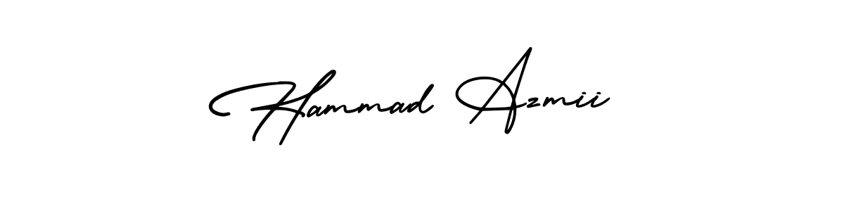 The best way (AmerikaSignatureDemo-Regular) to make a short signature is to pick only two or three words in your name. The name Hammad Azmii include a total of six letters. For converting this name. Hammad Azmii signature style 3 images and pictures png