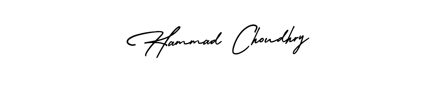 The best way (AmerikaSignatureDemo-Regular) to make a short signature is to pick only two or three words in your name. The name Hammad Choudhry include a total of six letters. For converting this name. Hammad Choudhry signature style 3 images and pictures png