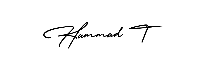 How to make Hammad T name signature. Use AmerikaSignatureDemo-Regular style for creating short signs online. This is the latest handwritten sign. Hammad T signature style 3 images and pictures png