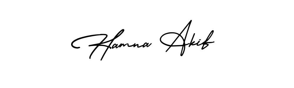 This is the best signature style for the Hamna Akif name. Also you like these signature font (AmerikaSignatureDemo-Regular). Mix name signature. Hamna Akif signature style 3 images and pictures png