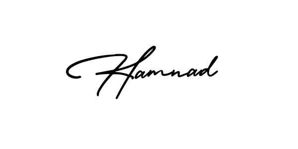 You should practise on your own different ways (AmerikaSignatureDemo-Regular) to write your name (Hamnad) in signature. don't let someone else do it for you. Hamnad signature style 3 images and pictures png