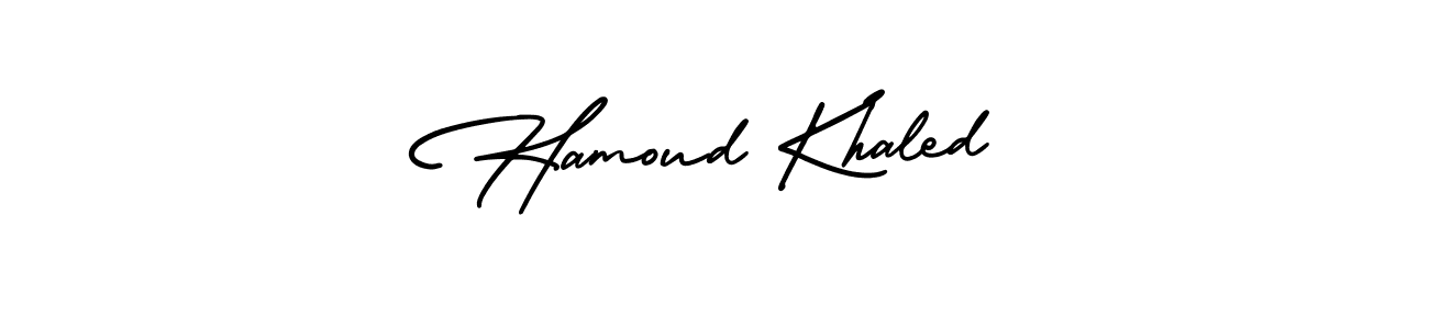 The best way (AmerikaSignatureDemo-Regular) to make a short signature is to pick only two or three words in your name. The name Hamoud Khaled include a total of six letters. For converting this name. Hamoud Khaled signature style 3 images and pictures png