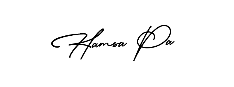 How to make Hamsa Pa name signature. Use AmerikaSignatureDemo-Regular style for creating short signs online. This is the latest handwritten sign. Hamsa Pa signature style 3 images and pictures png