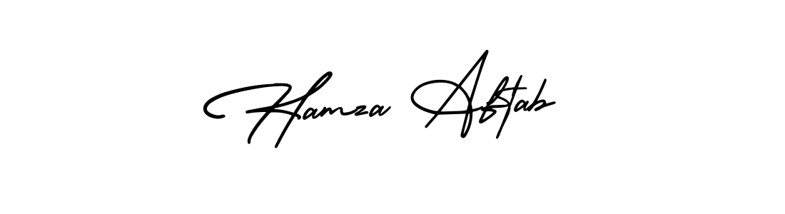 Similarly AmerikaSignatureDemo-Regular is the best handwritten signature design. Signature creator online .You can use it as an online autograph creator for name Hamza Aftab. Hamza Aftab signature style 3 images and pictures png