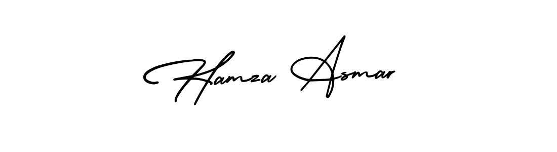 The best way (AmerikaSignatureDemo-Regular) to make a short signature is to pick only two or three words in your name. The name Hamza Asmar include a total of six letters. For converting this name. Hamza Asmar signature style 3 images and pictures png