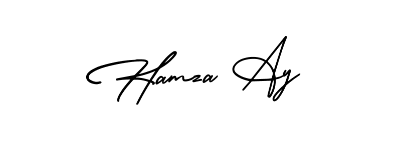 How to make Hamza Ay name signature. Use AmerikaSignatureDemo-Regular style for creating short signs online. This is the latest handwritten sign. Hamza Ay signature style 3 images and pictures png