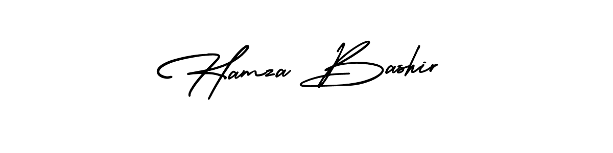 The best way (AmerikaSignatureDemo-Regular) to make a short signature is to pick only two or three words in your name. The name Hamza Bashir include a total of six letters. For converting this name. Hamza Bashir signature style 3 images and pictures png