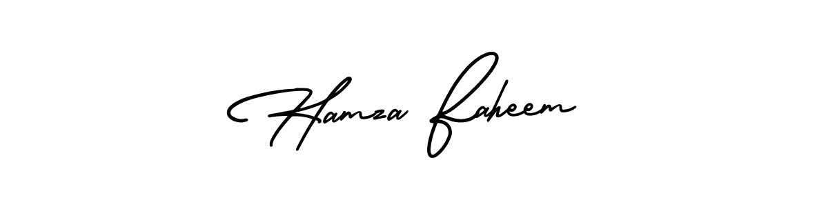 How to make Hamza Faheem name signature. Use AmerikaSignatureDemo-Regular style for creating short signs online. This is the latest handwritten sign. Hamza Faheem signature style 3 images and pictures png