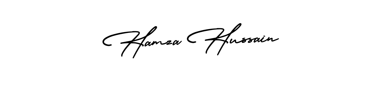 The best way (AmerikaSignatureDemo-Regular) to make a short signature is to pick only two or three words in your name. The name Hamza Hussain include a total of six letters. For converting this name. Hamza Hussain signature style 3 images and pictures png