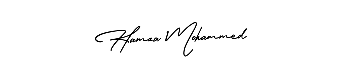 The best way (AmerikaSignatureDemo-Regular) to make a short signature is to pick only two or three words in your name. The name Hamza Mohammed include a total of six letters. For converting this name. Hamza Mohammed signature style 3 images and pictures png