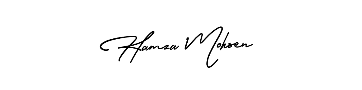 How to make Hamza Mohsen name signature. Use AmerikaSignatureDemo-Regular style for creating short signs online. This is the latest handwritten sign. Hamza Mohsen signature style 3 images and pictures png