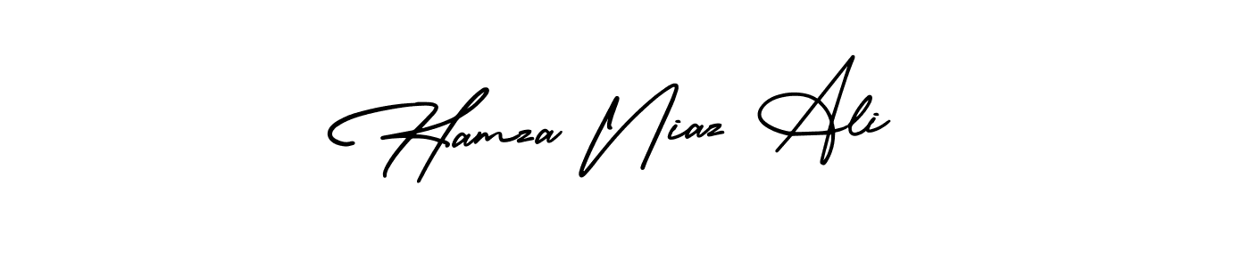 Hamza Niaz Ali stylish signature style. Best Handwritten Sign (AmerikaSignatureDemo-Regular) for my name. Handwritten Signature Collection Ideas for my name Hamza Niaz Ali. Hamza Niaz Ali signature style 3 images and pictures png