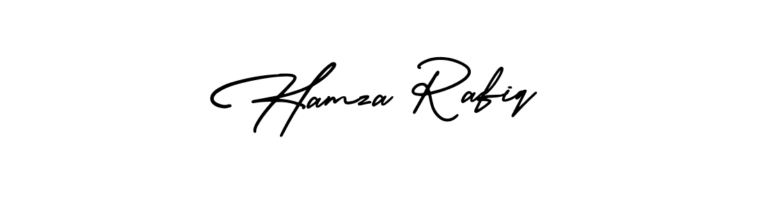The best way (AmerikaSignatureDemo-Regular) to make a short signature is to pick only two or three words in your name. The name Hamza Rafiq include a total of six letters. For converting this name. Hamza Rafiq signature style 3 images and pictures png