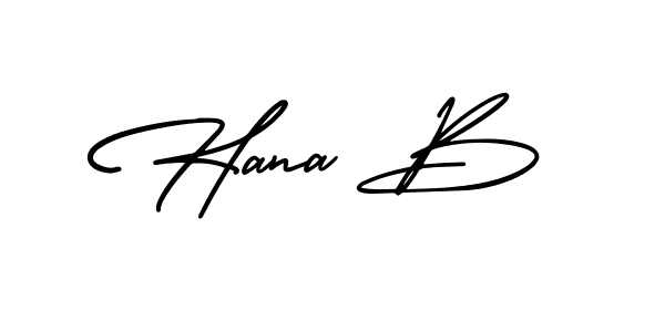 The best way (AmerikaSignatureDemo-Regular) to make a short signature is to pick only two or three words in your name. The name Hana B include a total of six letters. For converting this name. Hana B signature style 3 images and pictures png