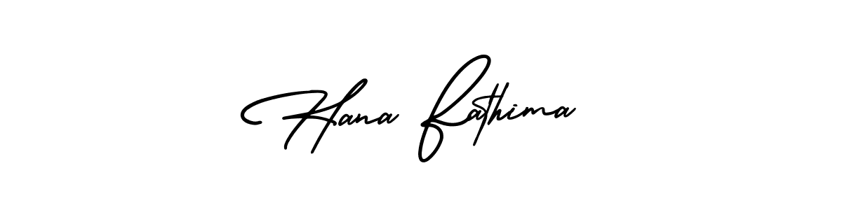 This is the best signature style for the Hana Fathima name. Also you like these signature font (AmerikaSignatureDemo-Regular). Mix name signature. Hana Fathima signature style 3 images and pictures png