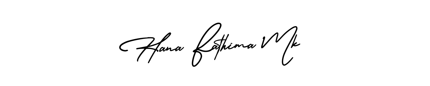 Use a signature maker to create a handwritten signature online. With this signature software, you can design (AmerikaSignatureDemo-Regular) your own signature for name Hana Fathima Mk. Hana Fathima Mk signature style 3 images and pictures png