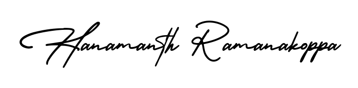 The AmerikaSignatureDemo-Regular font gives name Hanamanth Ramanakoppa a signature that looks effortless yet distinguished. Download high-res PNG instantly. Hanamanth Ramanakoppa signature style 3 images and pictures png