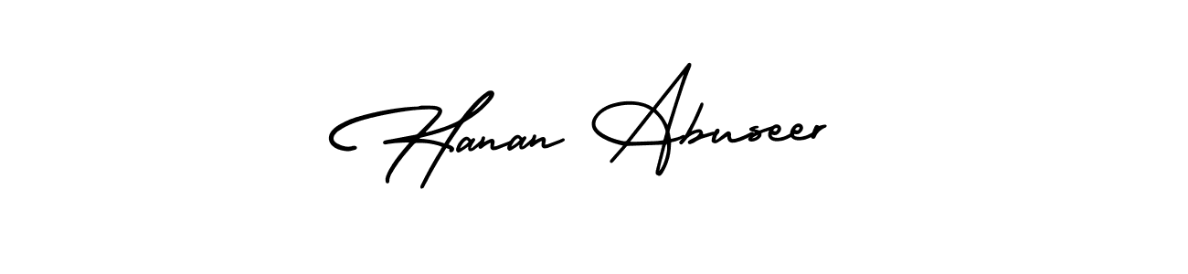 The best way (AmerikaSignatureDemo-Regular) to make a short signature is to pick only two or three words in your name. The name Hanan Abuseer include a total of six letters. For converting this name. Hanan Abuseer signature style 3 images and pictures png
