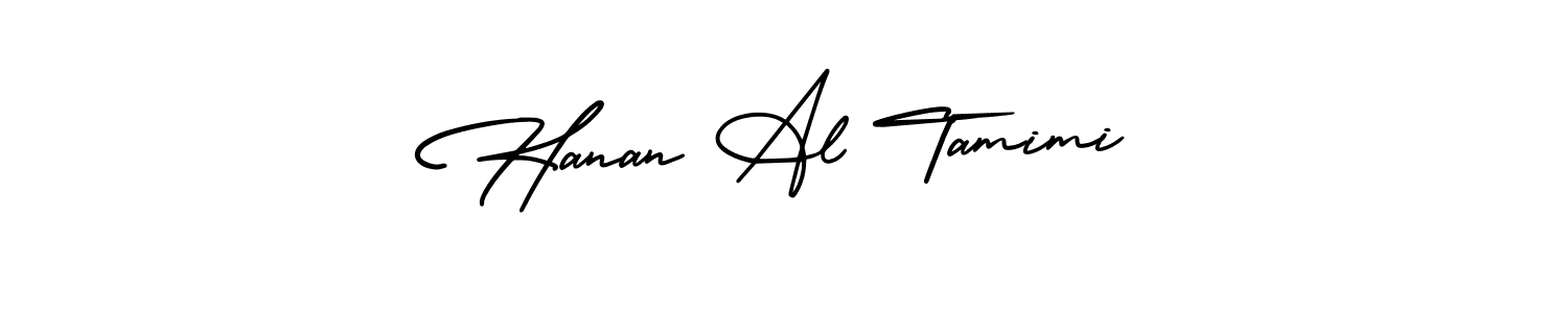 You should practise on your own different ways (AmerikaSignatureDemo-Regular) to write your name (Hanan Al Tamimi) in signature. don't let someone else do it for you. Hanan Al Tamimi signature style 3 images and pictures png