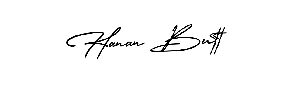 Make a beautiful signature design for name Hanan Butt. With this signature (AmerikaSignatureDemo-Regular) style, you can create a handwritten signature for free. Hanan Butt signature style 3 images and pictures png