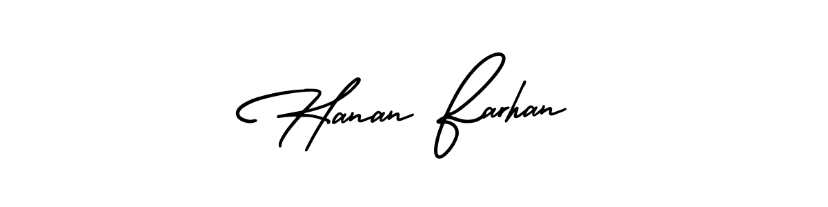 How to make Hanan Farhan name signature. Use AmerikaSignatureDemo-Regular style for creating short signs online. This is the latest handwritten sign. Hanan Farhan signature style 3 images and pictures png