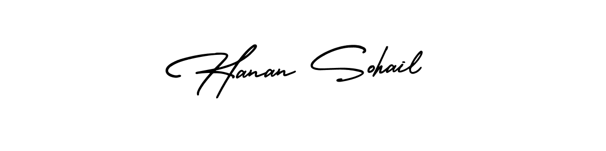 This is the best signature style for the Hanan Sohail name. Also you like these signature font (AmerikaSignatureDemo-Regular). Mix name signature. Hanan Sohail signature style 3 images and pictures png