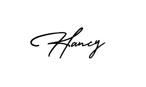 You should practise on your own different ways (AmerikaSignatureDemo-Regular) to write your name (Hancy) in signature. don't let someone else do it for you. Hancy signature style 3 images and pictures png