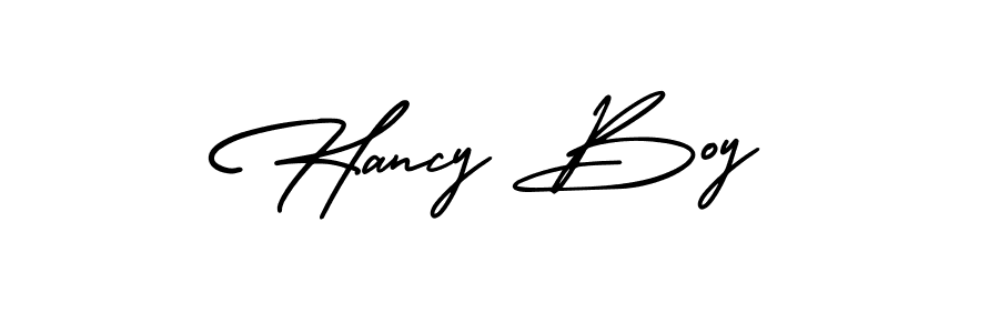 It looks lik you need a new signature style for name Hancy Boy. Design unique handwritten (AmerikaSignatureDemo-Regular) signature with our free signature maker in just a few clicks. Hancy Boy signature style 3 images and pictures png