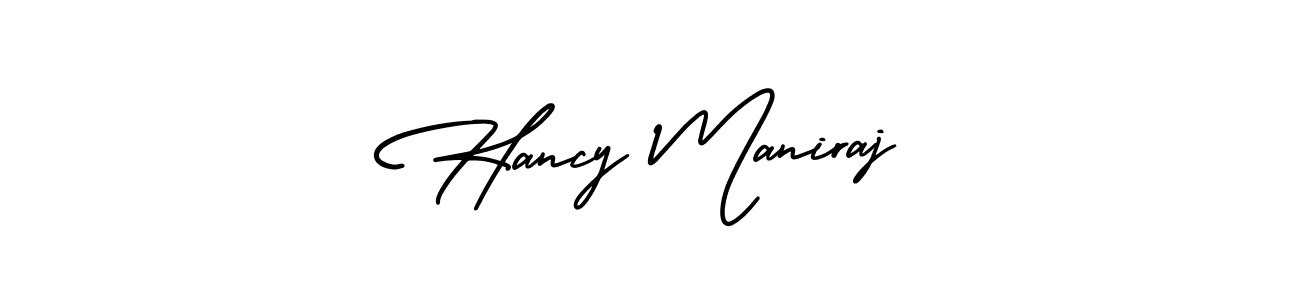 Make a beautiful signature design for name Hancy Maniraj. With this signature (AmerikaSignatureDemo-Regular) style, you can create a handwritten signature for free. Hancy Maniraj signature style 3 images and pictures png