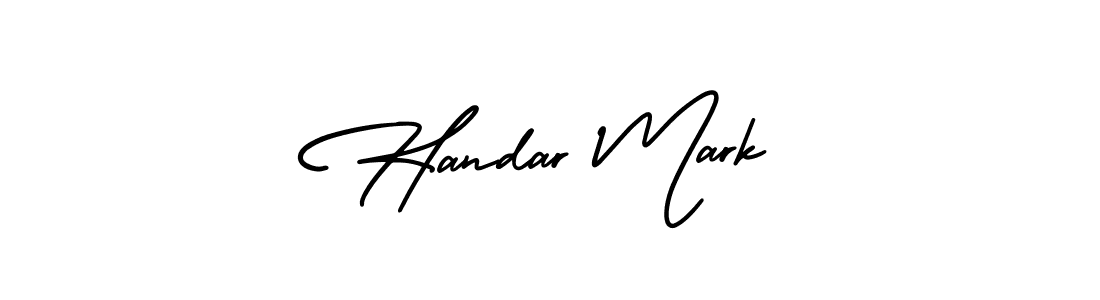 The best way (AmerikaSignatureDemo-Regular) to make a short signature is to pick only two or three words in your name. The name Handar Mark include a total of six letters. For converting this name. Handar Mark signature style 3 images and pictures png