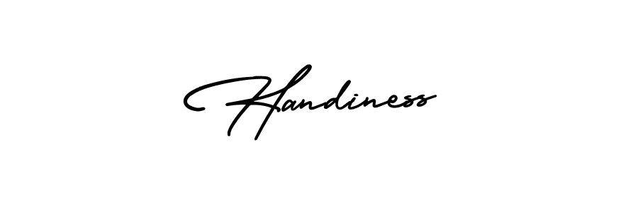 Handiness stylish signature style. Best Handwritten Sign (AmerikaSignatureDemo-Regular) for my name. Handwritten Signature Collection Ideas for my name Handiness. Handiness signature style 3 images and pictures png