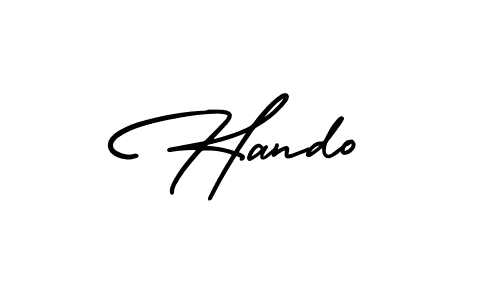 Use a signature maker to create a handwritten signature online. With this signature software, you can design (AmerikaSignatureDemo-Regular) your own signature for name Hando. Hando signature style 3 images and pictures png