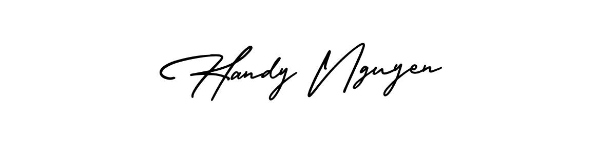 Design your own signature with our free online signature maker. With this signature software, you can create a handwritten (AmerikaSignatureDemo-Regular) signature for name Handy Nguyen. Handy Nguyen signature style 3 images and pictures png