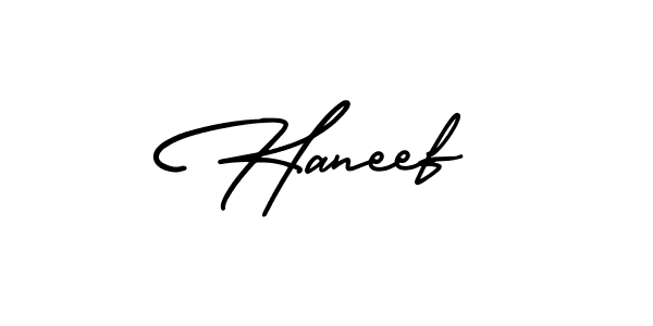 Make a beautiful signature design for name Haneef. With this signature (AmerikaSignatureDemo-Regular) style, you can create a handwritten signature for free. Haneef signature style 3 images and pictures png