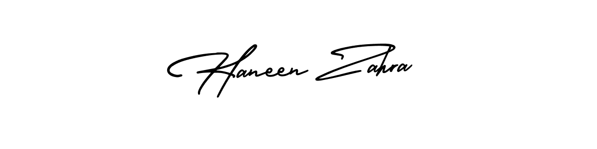 The best way (AmerikaSignatureDemo-Regular) to make a short signature is to pick only two or three words in your name. The name Haneen Zahra include a total of six letters. For converting this name. Haneen Zahra signature style 3 images and pictures png