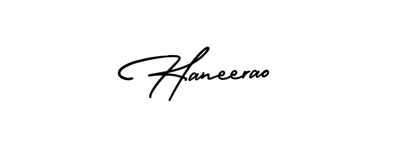 Haneerao stylish signature style. Best Handwritten Sign (AmerikaSignatureDemo-Regular) for my name. Handwritten Signature Collection Ideas for my name Haneerao. Haneerao signature style 3 images and pictures png