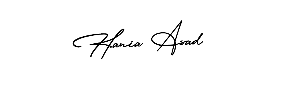 This is the best signature style for the Hania Asad name. Also you like these signature font (AmerikaSignatureDemo-Regular). Mix name signature. Hania Asad signature style 3 images and pictures png