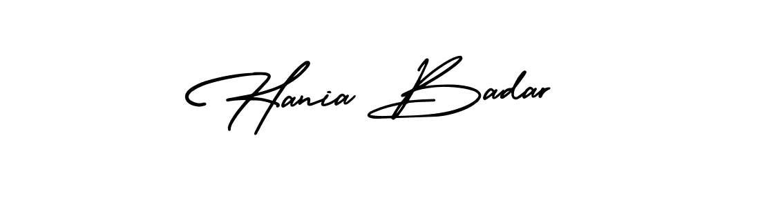 How to make Hania Badar signature? AmerikaSignatureDemo-Regular is a professional autograph style. Create handwritten signature for Hania Badar name. Hania Badar signature style 3 images and pictures png