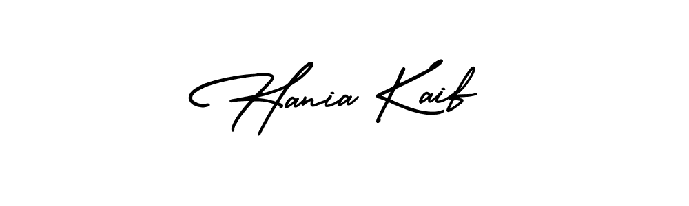 How to make Hania Kaif name signature. Use AmerikaSignatureDemo-Regular style for creating short signs online. This is the latest handwritten sign. Hania Kaif signature style 3 images and pictures png