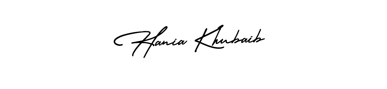 Also You can easily find your signature by using the search form. We will create Hania Khubaib name handwritten signature images for you free of cost using AmerikaSignatureDemo-Regular sign style. Hania Khubaib signature style 3 images and pictures png