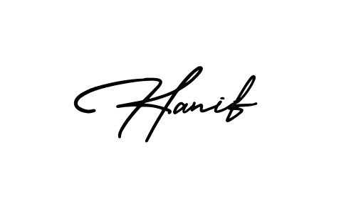 Use a signature maker to create a handwritten signature online. With this signature software, you can design (AmerikaSignatureDemo-Regular) your own signature for name Hanif. Hanif signature style 3 images and pictures png