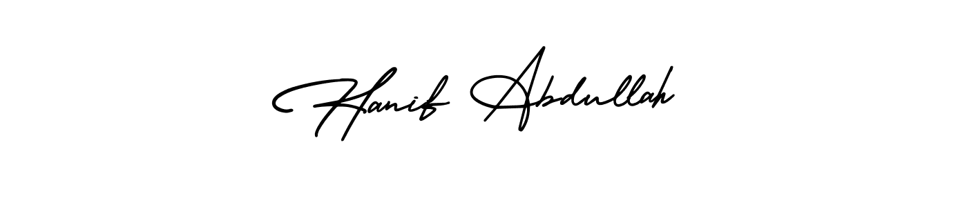Design your own signature with our free online signature maker. With this signature software, you can create a handwritten (AmerikaSignatureDemo-Regular) signature for name Hanif Abdullah. Hanif Abdullah signature style 3 images and pictures png