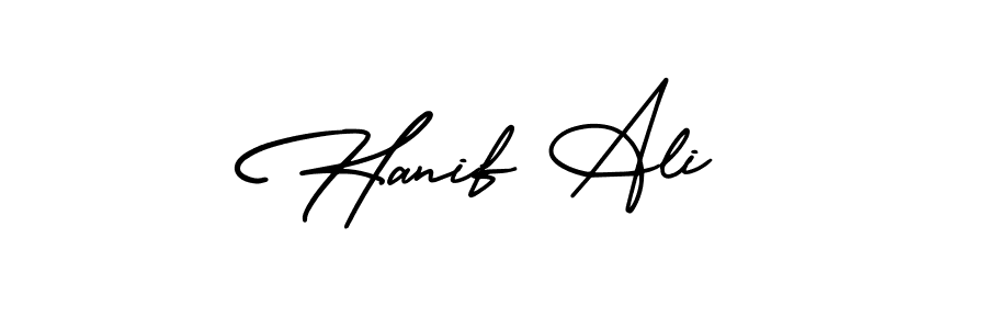 How to make Hanif Ali name signature. Use AmerikaSignatureDemo-Regular style for creating short signs online. This is the latest handwritten sign. Hanif Ali signature style 3 images and pictures png