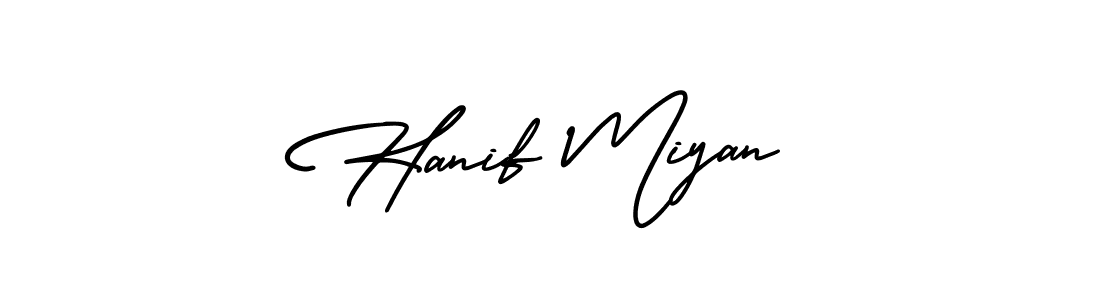 How to make Hanif Miyan name signature. Use AmerikaSignatureDemo-Regular style for creating short signs online. This is the latest handwritten sign. Hanif Miyan signature style 3 images and pictures png