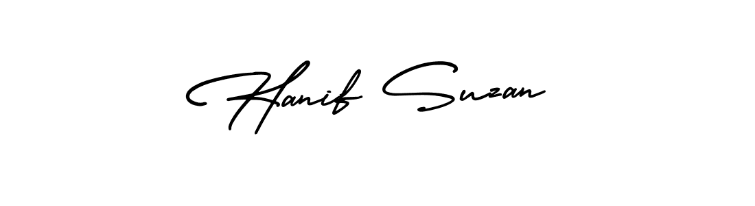 This is the best signature style for the Hanif Suzan name. Also you like these signature font (AmerikaSignatureDemo-Regular). Mix name signature. Hanif Suzan signature style 3 images and pictures png