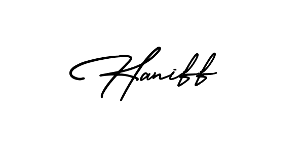 Design your own signature with our free online signature maker. With this signature software, you can create a handwritten (AmerikaSignatureDemo-Regular) signature for name Haniff. Haniff signature style 3 images and pictures png