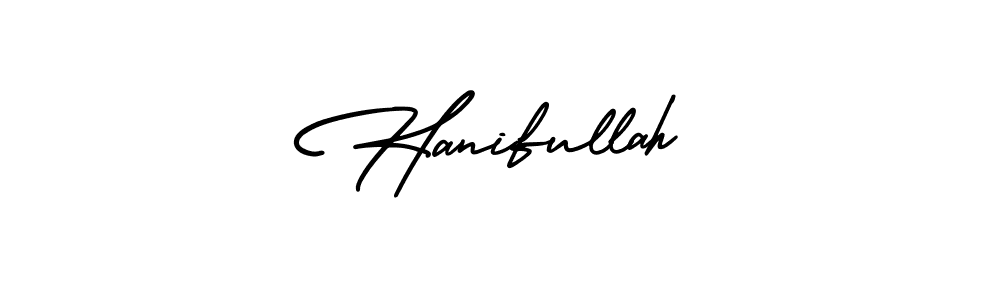 How to make Hanifullah name signature. Use AmerikaSignatureDemo-Regular style for creating short signs online. This is the latest handwritten sign. Hanifullah signature style 3 images and pictures png