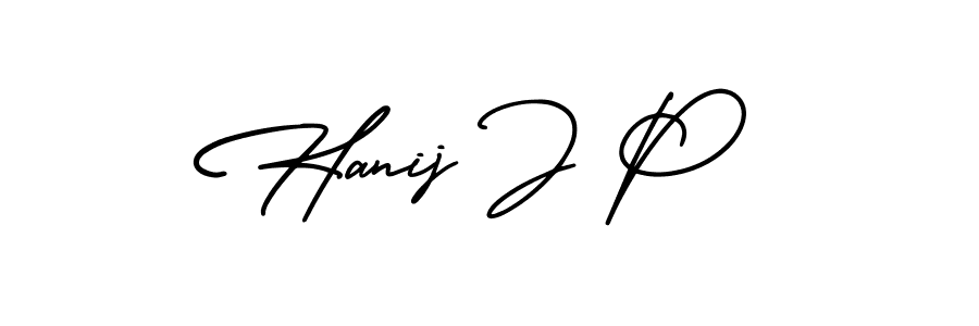 How to make Hanij J P signature? AmerikaSignatureDemo-Regular is a professional autograph style. Create handwritten signature for Hanij J P name. Hanij J P signature style 3 images and pictures png