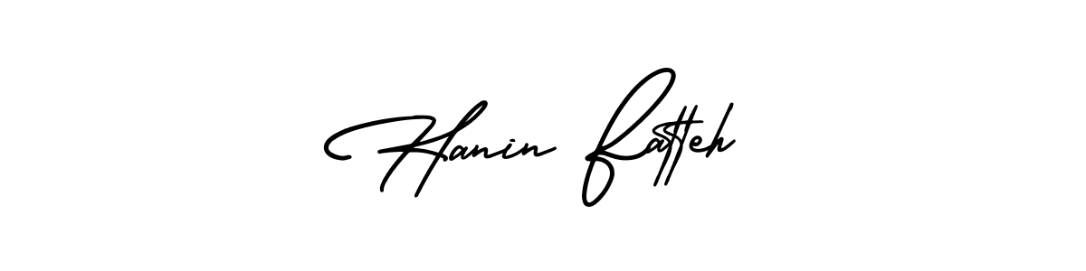 How to make Hanin Fatteh name signature. Use AmerikaSignatureDemo-Regular style for creating short signs online. This is the latest handwritten sign. Hanin Fatteh signature style 3 images and pictures png