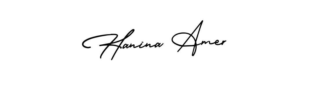 This is the best signature style for the Hanina Amer name. Also you like these signature font (AmerikaSignatureDemo-Regular). Mix name signature. Hanina Amer signature style 3 images and pictures png